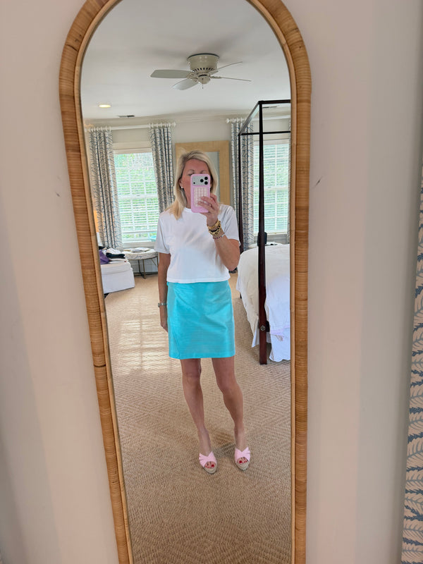 Turquoise Silk Dupioni Short Sarong