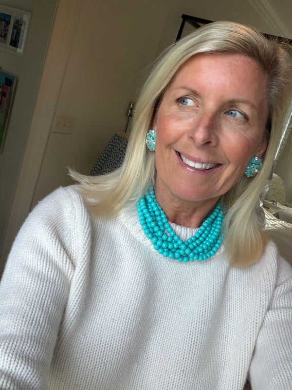 Turquoise and Crystal Snail Earrings