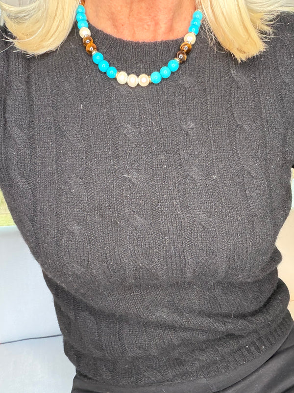 Turquoise and Pearl Necklace