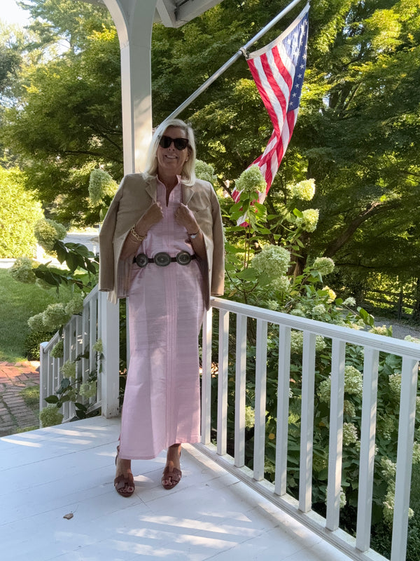 Pale Pink Silk Dupioni Sconset Maxi