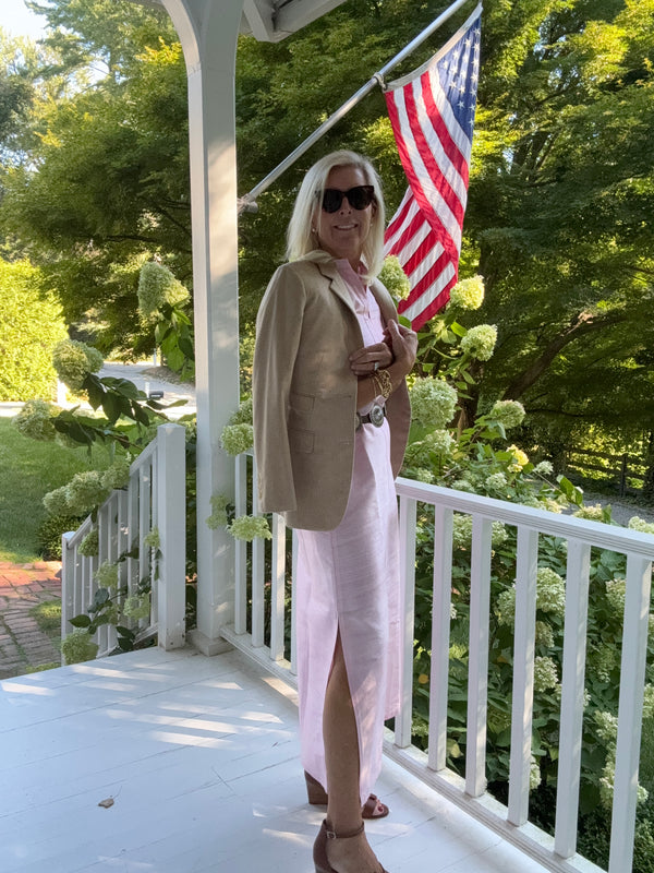 Pale Pink Silk Dupioni Sconset Maxi