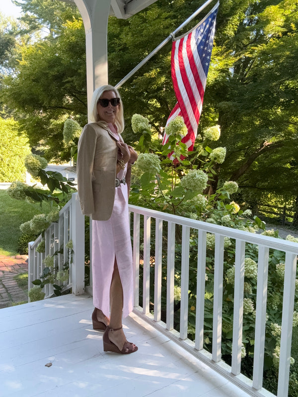 Pale Pink Silk Dupioni Sconset Maxi