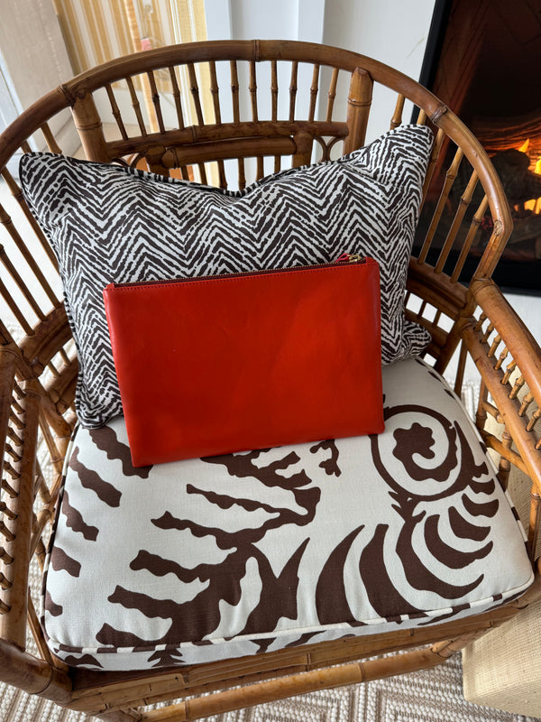 Orange Leather Clutch