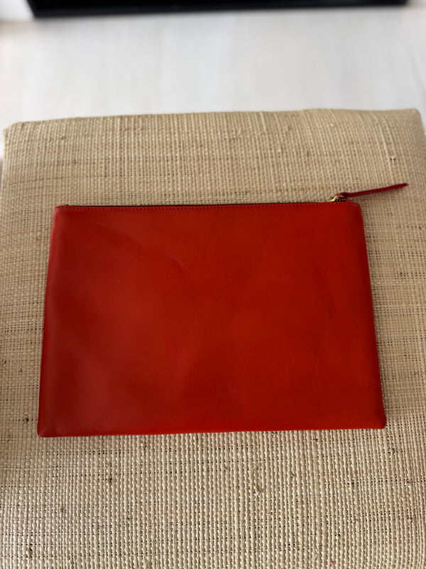 Orange Leather Clutch