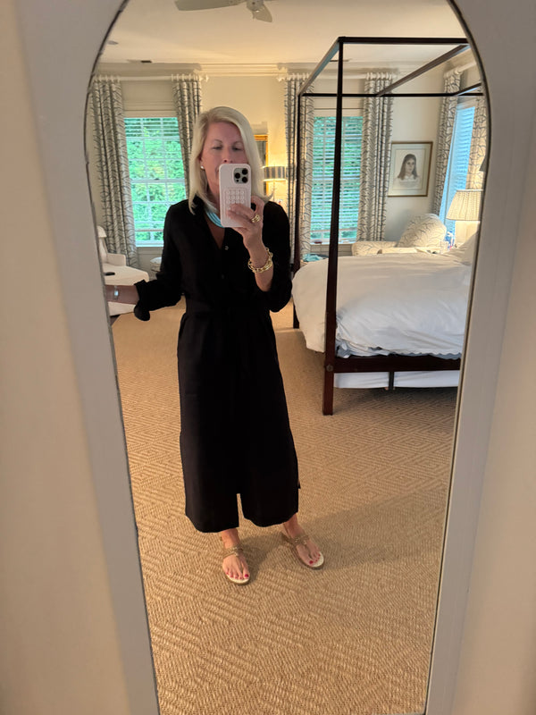 Katerina Button Down Dress in Black