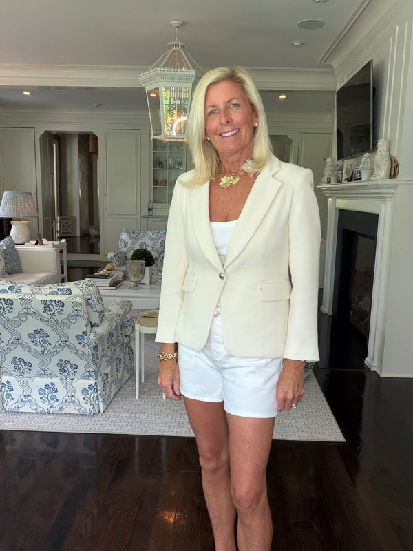 Cream Wool Crepe Blazer