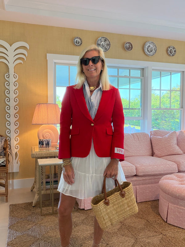 Red Double Face Wool Crepe Blazer