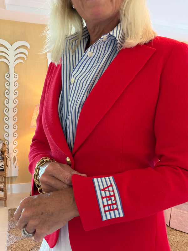 Red Double Face Wool Crepe Blazer