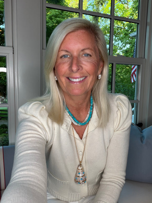 Turquoise and gold beaded necklace