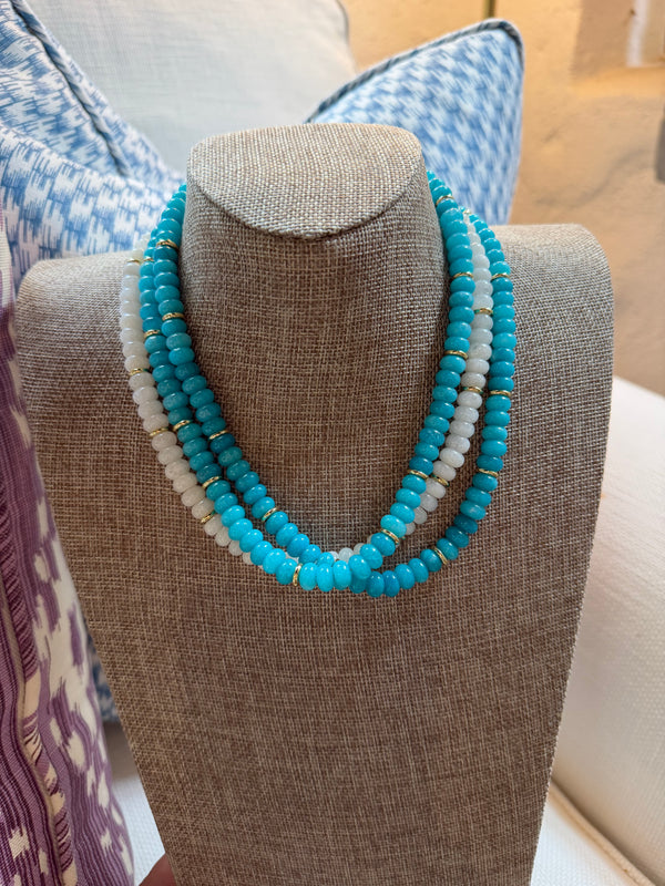 Turquoise and gold beaded necklace