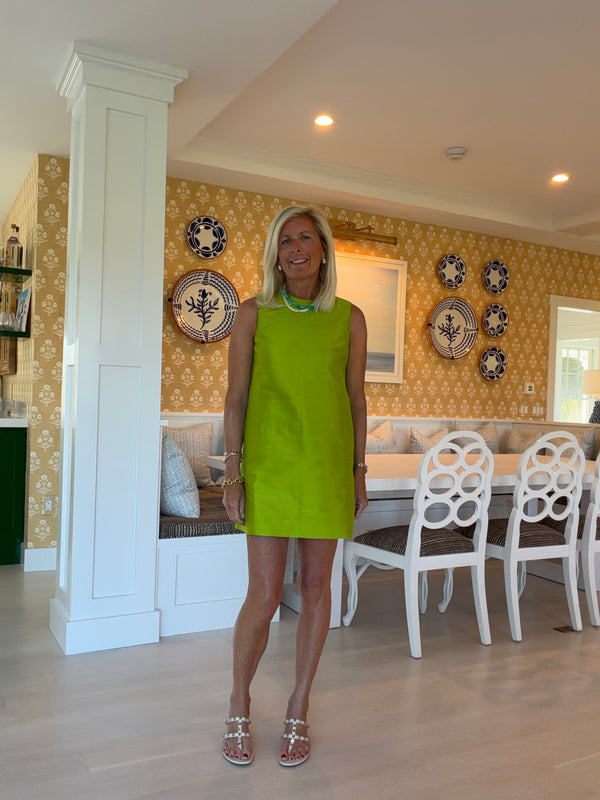 Chartreuse Silk Shantung Shift