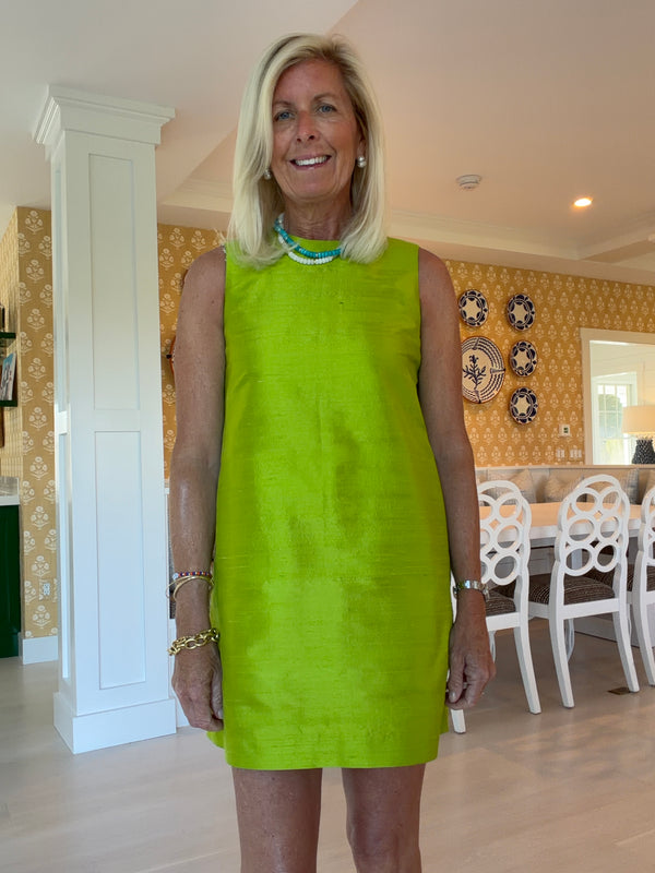 Chartreuse Silk Shantung Shift
