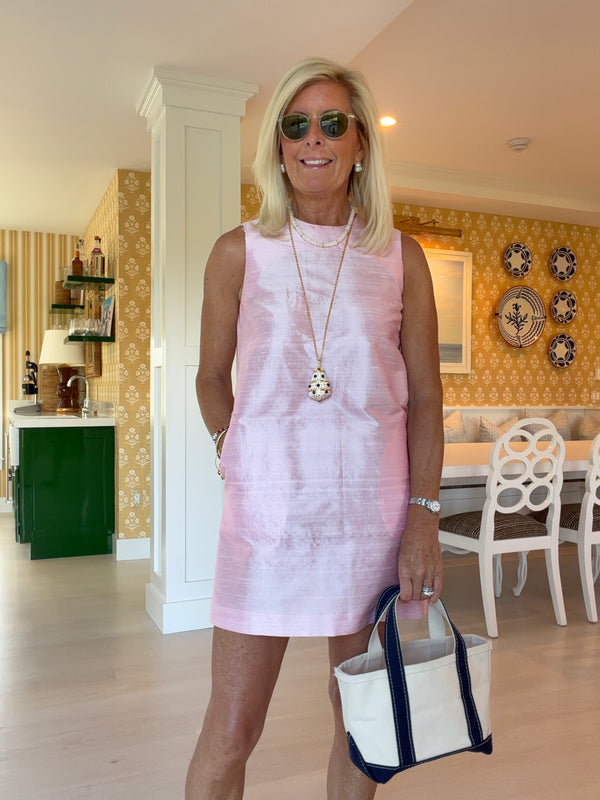 Pale Pink Shift Dress in Silk Dupioni
