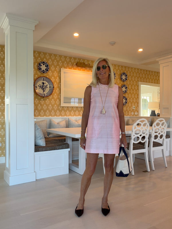 Pale Pink Shift Dress in Silk Dupioni