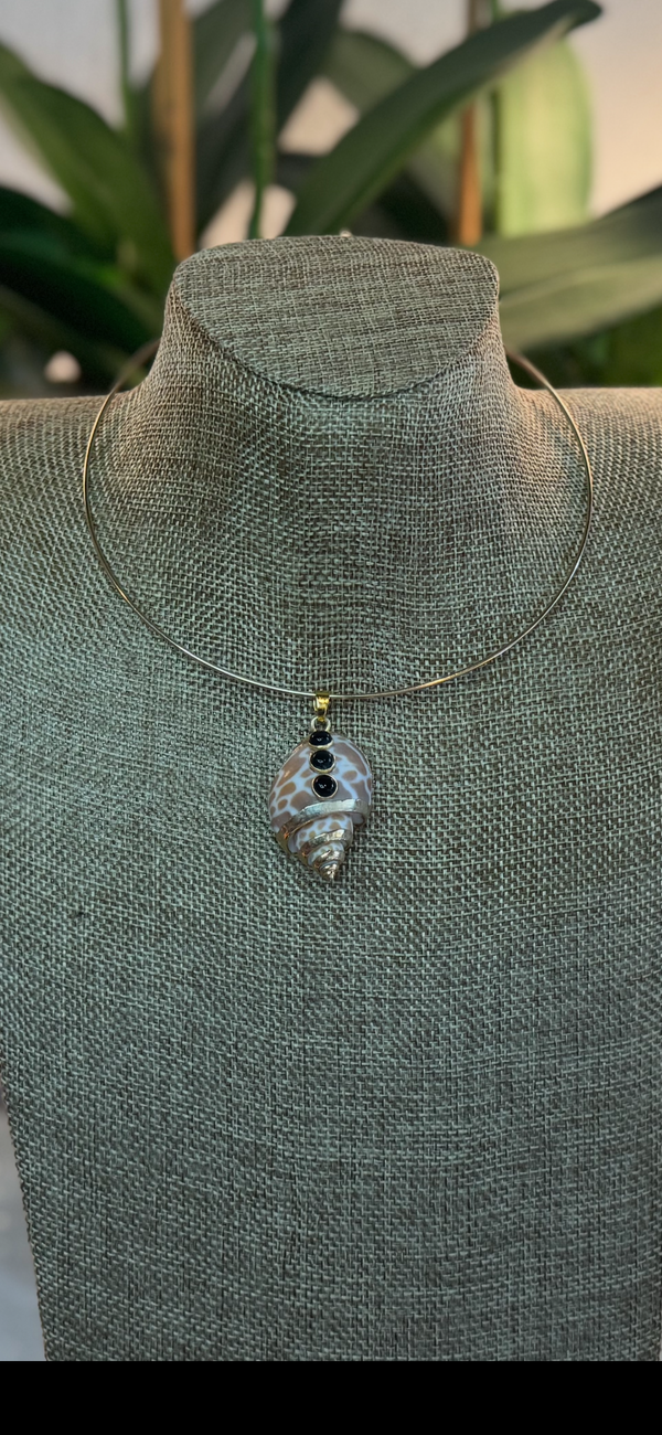 Conch Shell with 3 Black stones