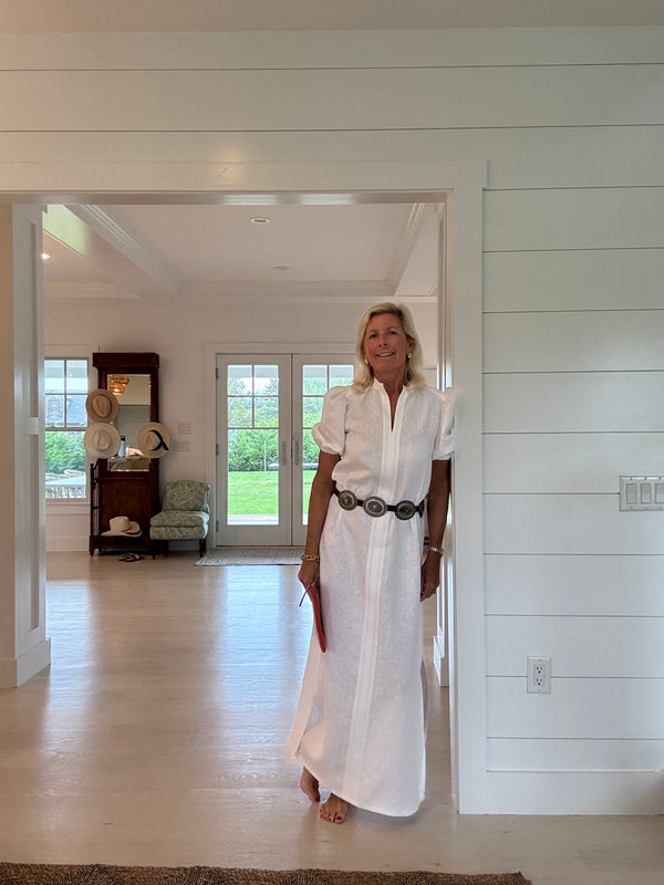 Sconset Maxi Dress in White Linen