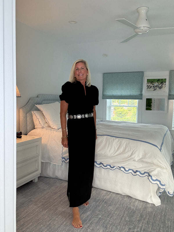 Sconset Maxi Dress in Black Linen