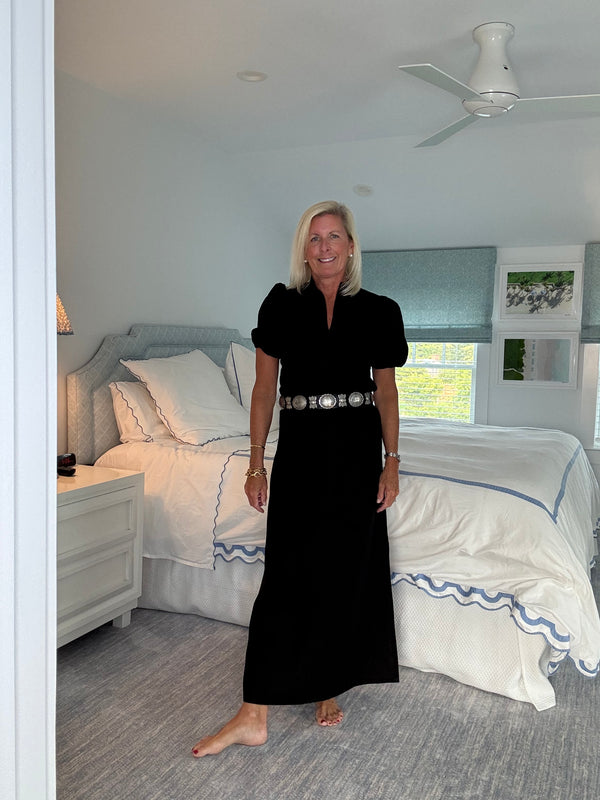 Sconset Maxi Dress in Black Linen