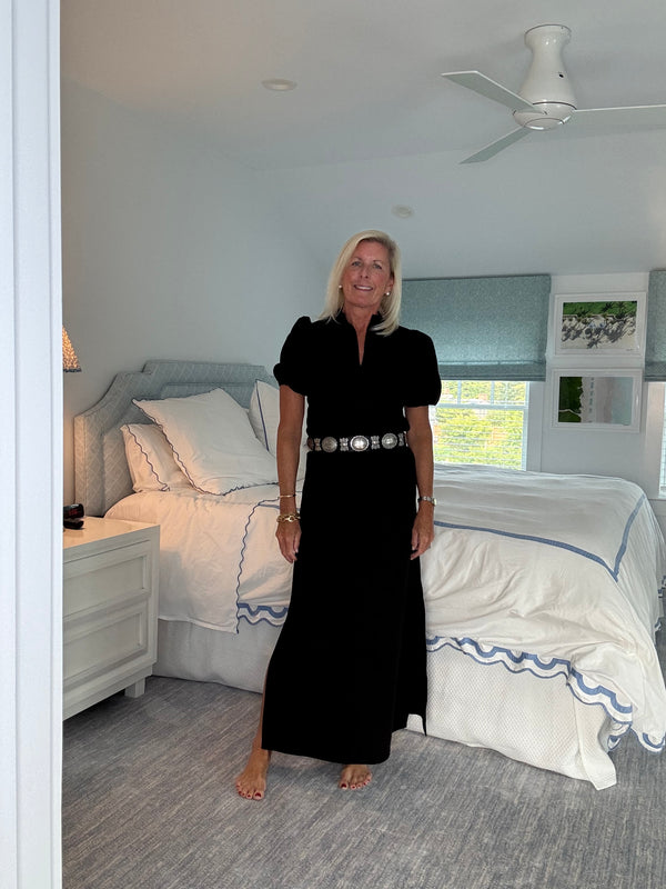 Sconset Maxi Dress in Black Linen