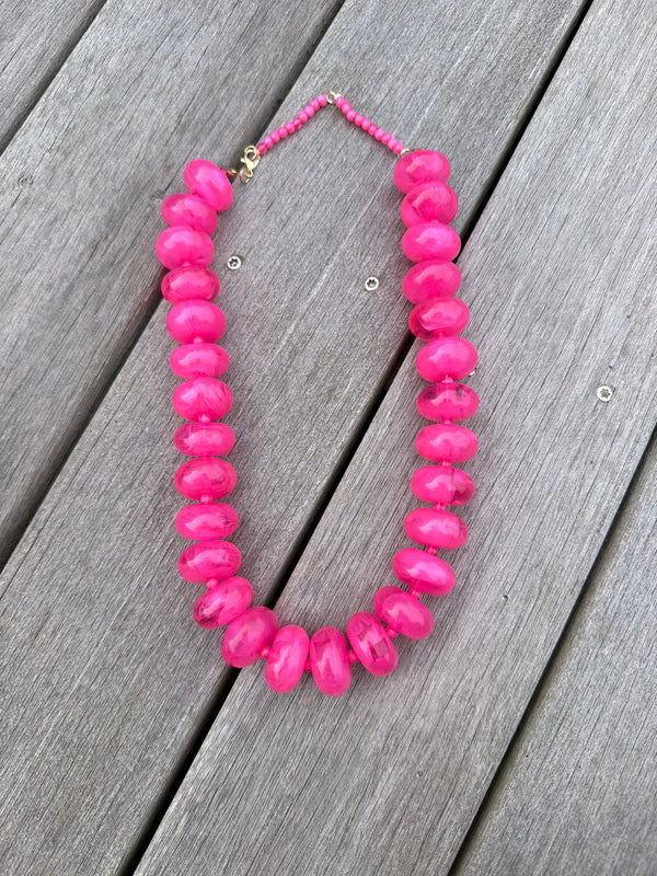 Hot pink big bead necklace