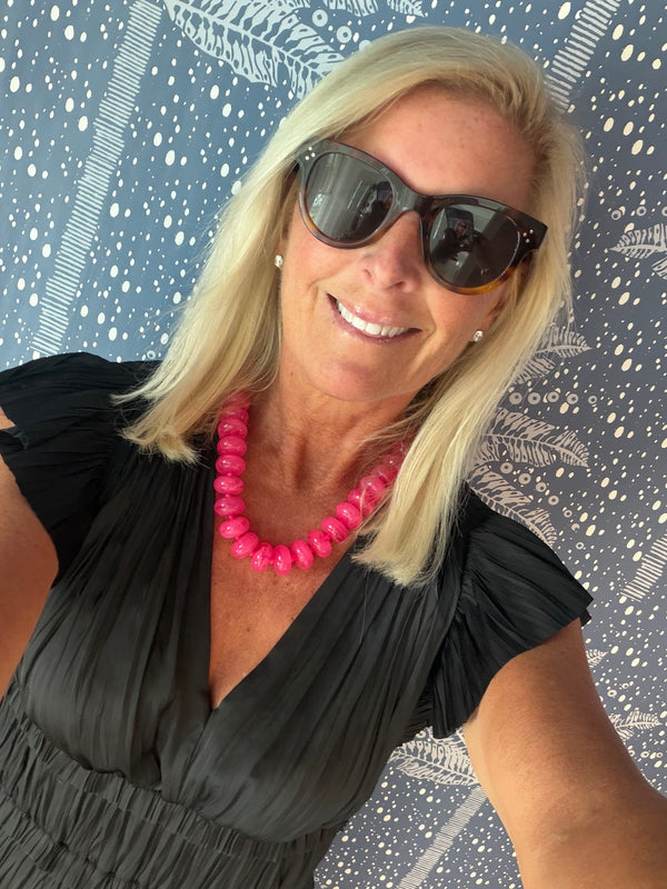 Hot pink big bead necklace