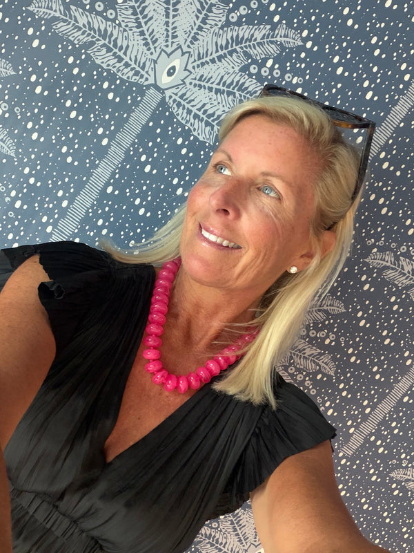 Hot pink big bead necklace