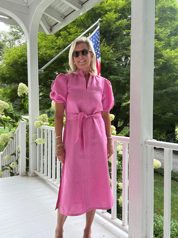 Sconset Long Dress in Hot pink