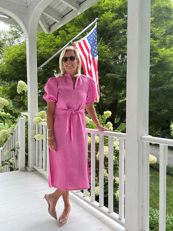 Sconset Long Dress in Hot pink