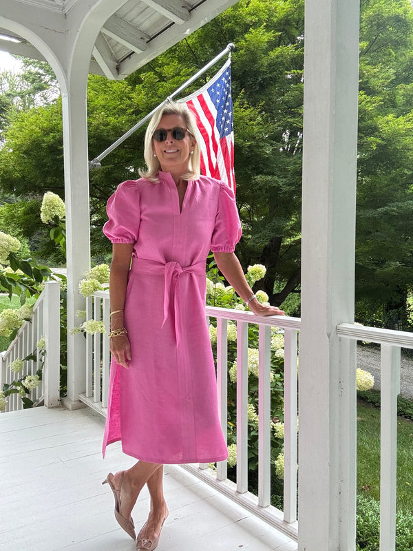 Sconset Long Dress in Hot pink