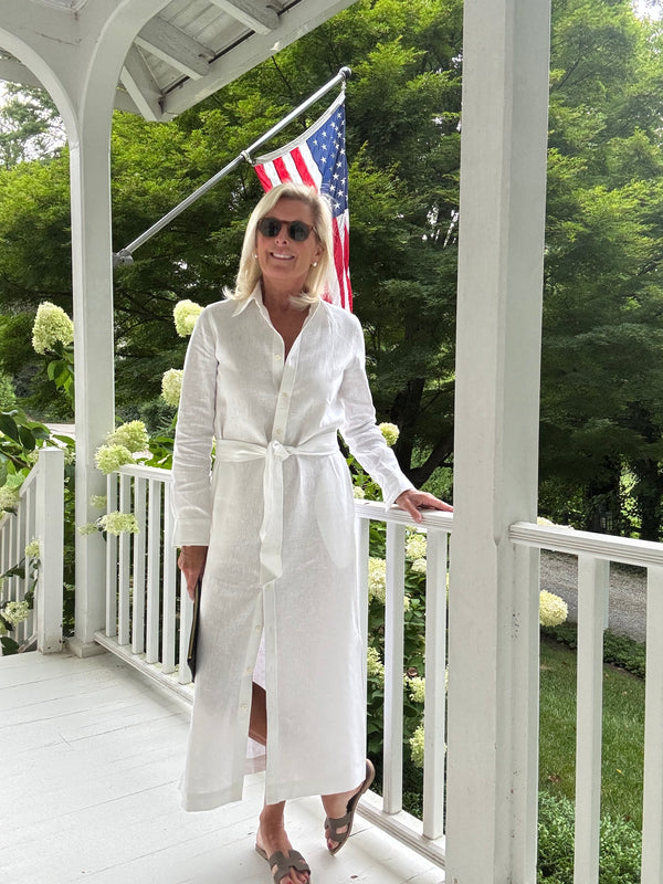 Katerina Button Down Dress in White