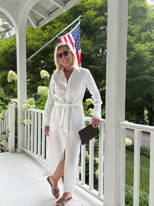 Katerina Button Down Dress in White