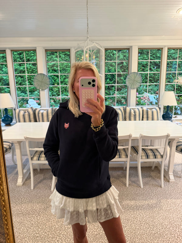 Navy Hoodie with Red Fox Head