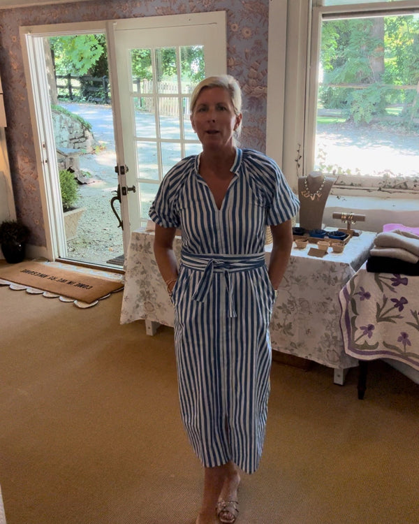The Carlyle Dress - Blue & White